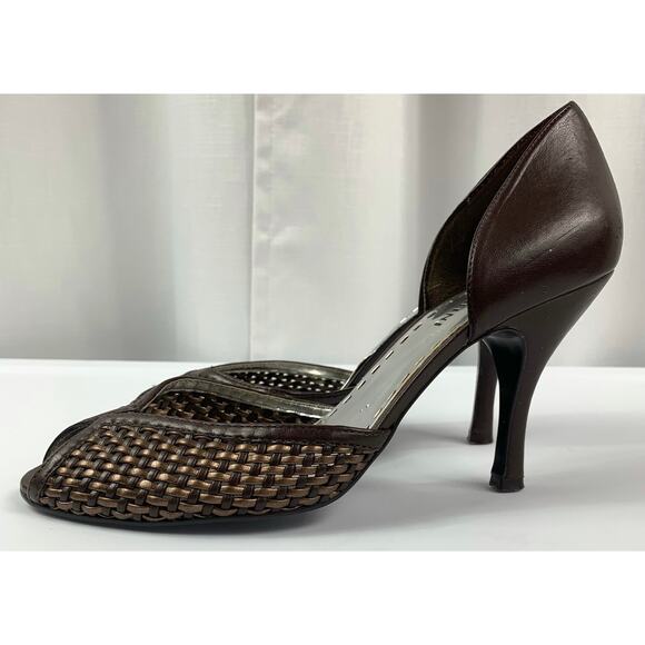 50% OFF Gianni Bini Heels Weaved Brown Bronze Peep Toe 7.5M - Picture 5 of 10